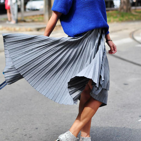 milan street style full skirts pleats dresses THUMBNAIL