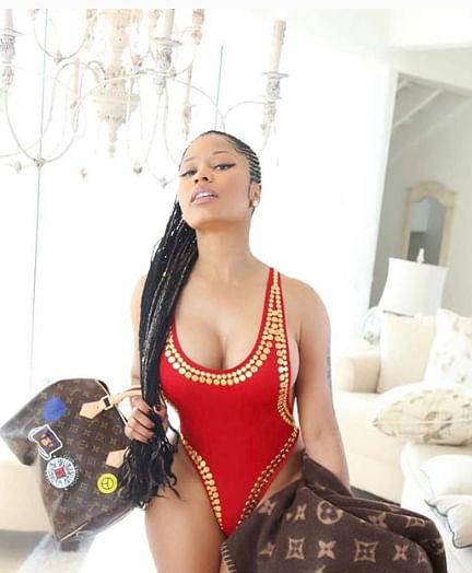 Nicki Minaj: Red Studded Swimsuit