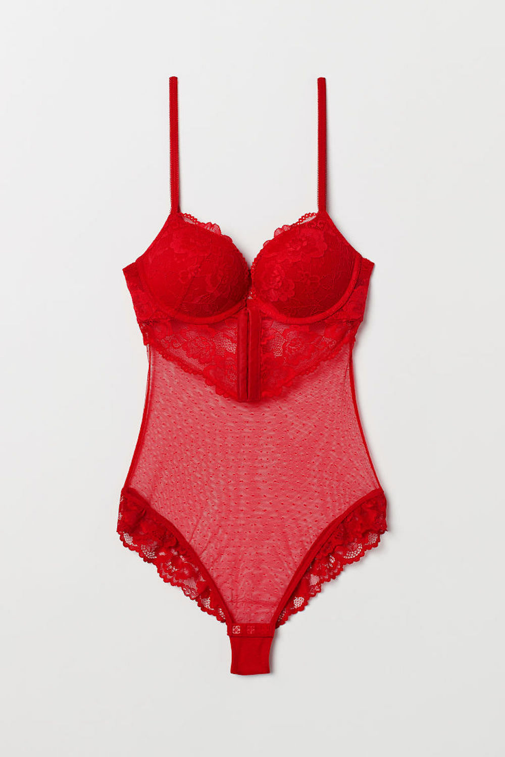 Lace Push-Up Bodysuit, Red Sexy Lingerie