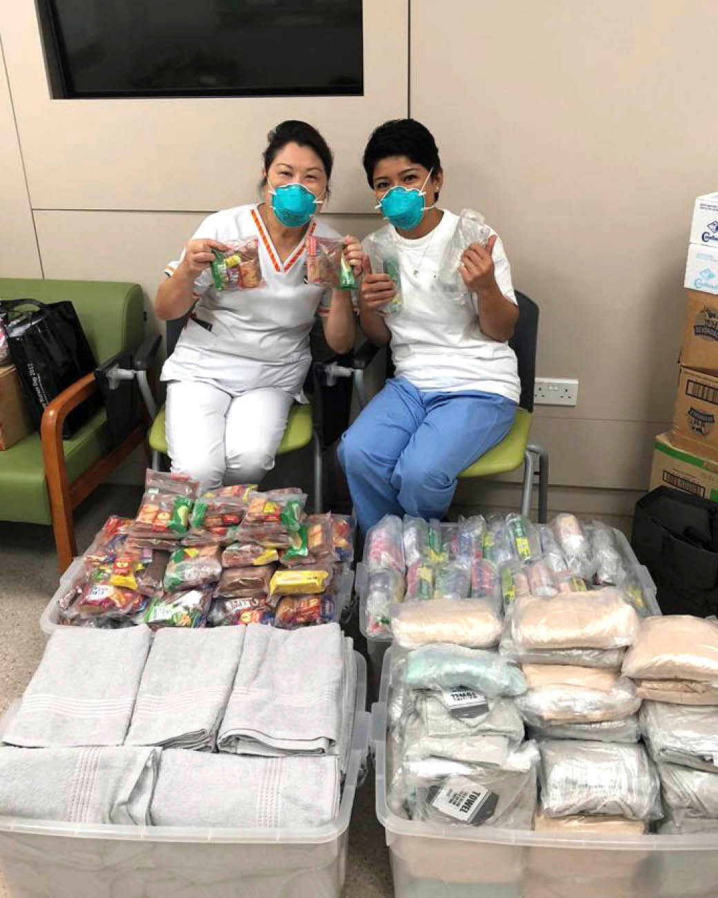 Suriana-Sanwasi donate clothe sprayer mats migrant workers singapore hospital