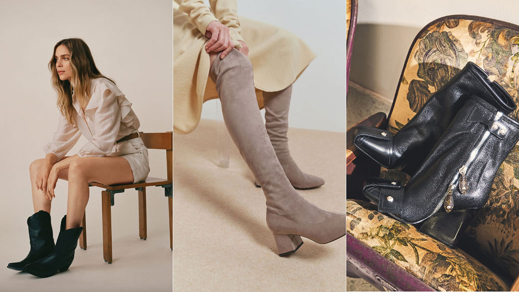 Three ways to wear knee high snakeskin boots