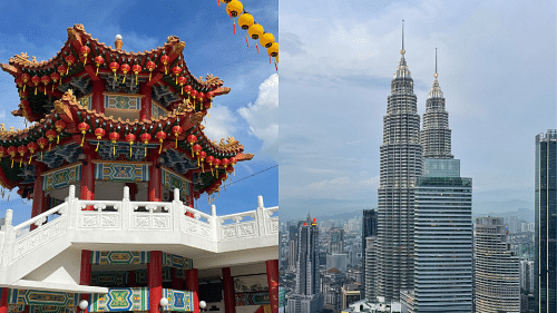 thean hou temple and petronas twin towers