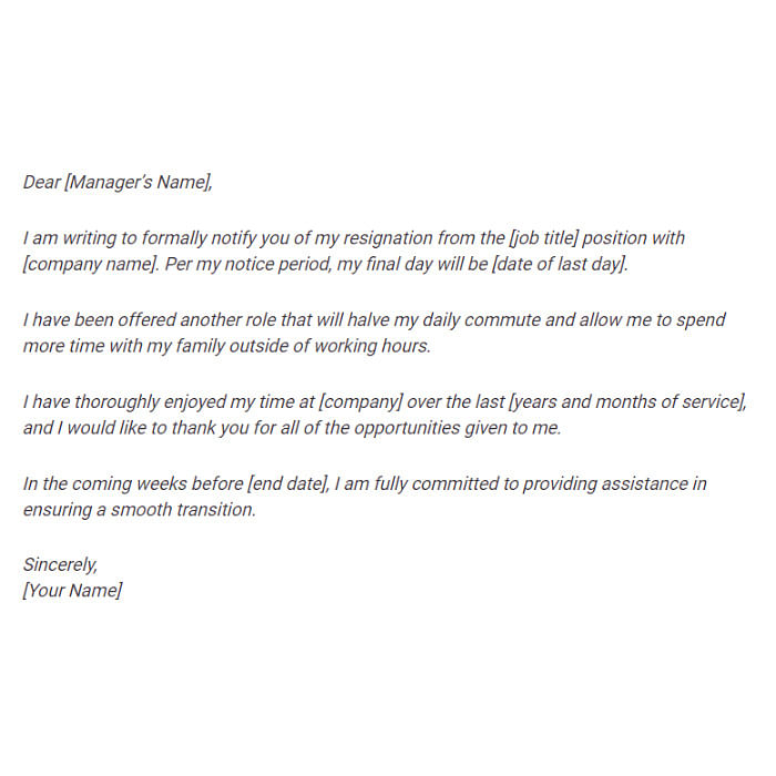 formal resignation letter 1 month notice