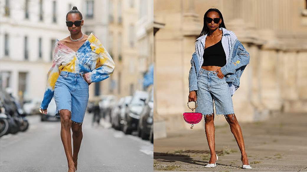 How to wear slouchy denim shorts