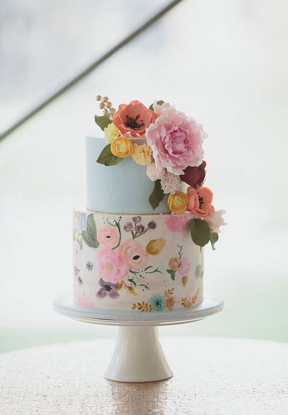 34 Creative Wedding Cakes That Are So Pretty  Painted Roses  Cherry  Blossom
