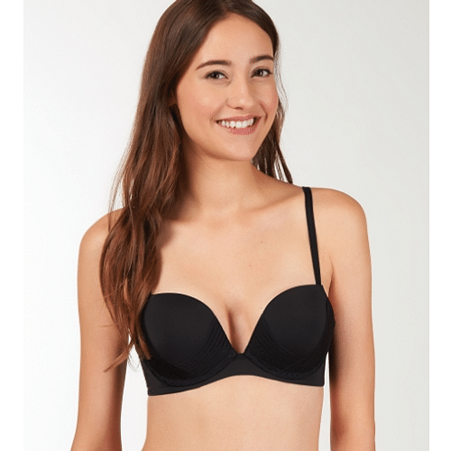 Push-Up Bra In Steel Blue And Black With Leavers Lace by La Perla