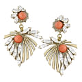 Anton Heunis large leaf motif coral and crystal earrings, $198