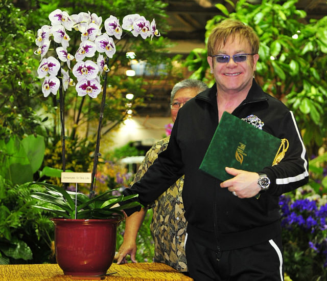 Sir Elton John at 20th World Orchid Conference orchid naming ceremony in Singapore