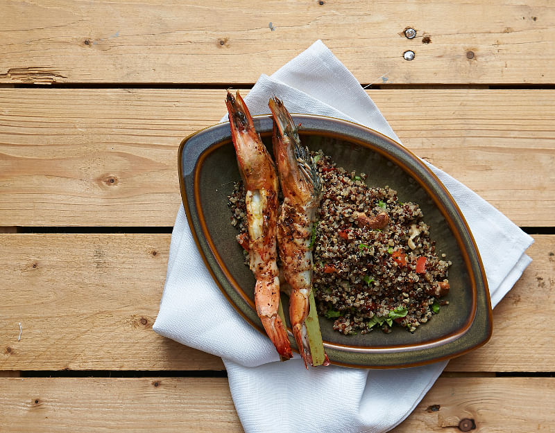 garlic prawns with quinoa