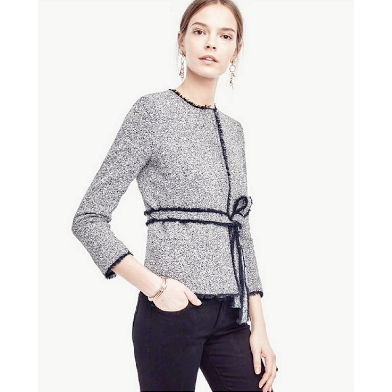 Petite Belted Tweed Jacket, $367.30, from www.anntaylor.com