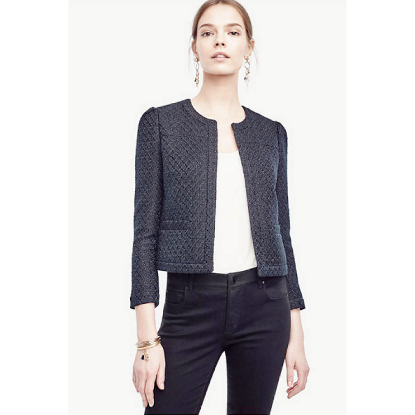 Petite Tweed Open Jacket, $201.10, from www.anntaylor.com