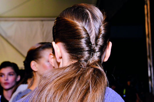 hair, ponytail, ways to tie a ponytail, high fashion, beauty, beauty products, hair products, shine, volume, model, new york fashion week, updated twist pony tail